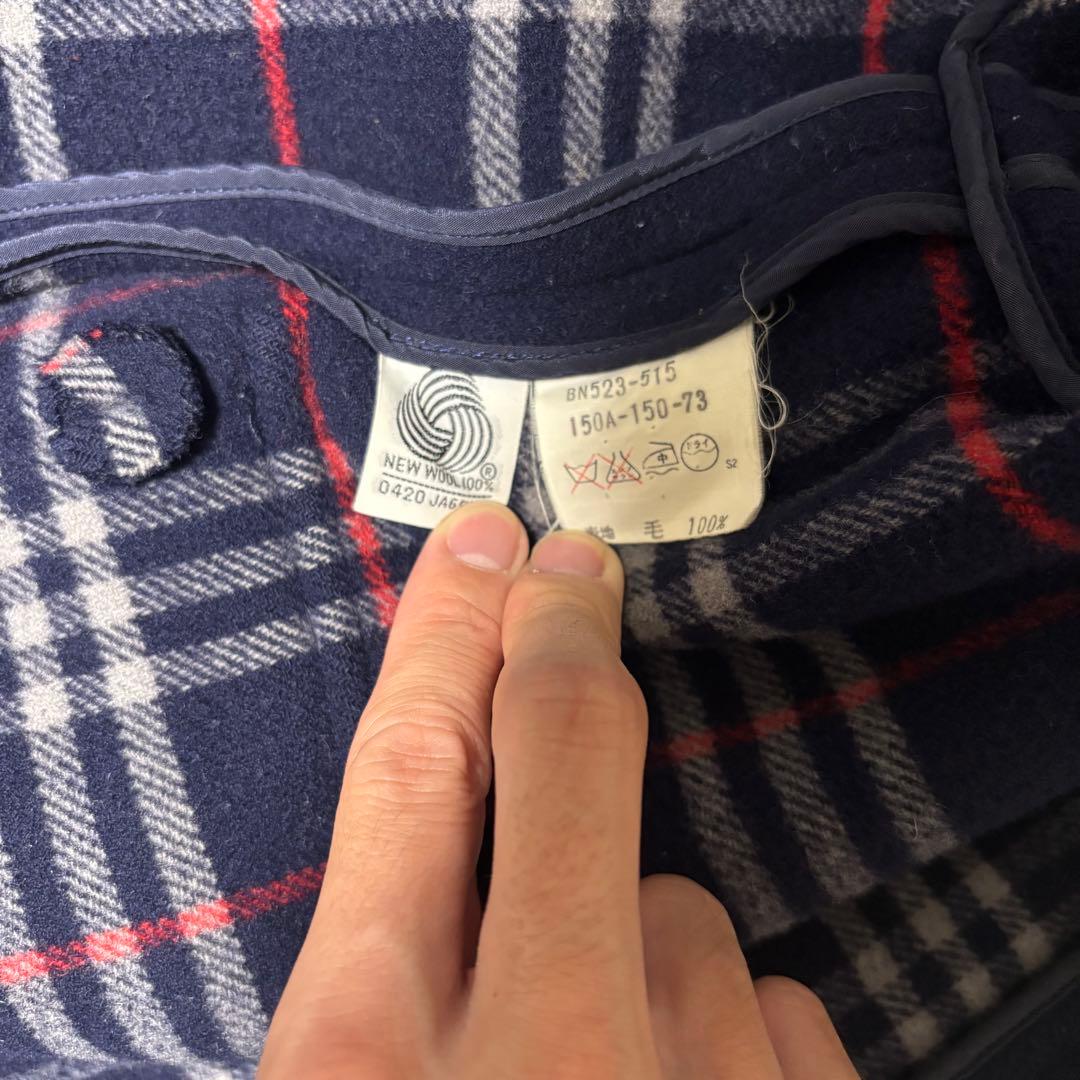 美品　バーバリー　ダッフルコート　ネイビー　チェック　キッズ　150 レディース