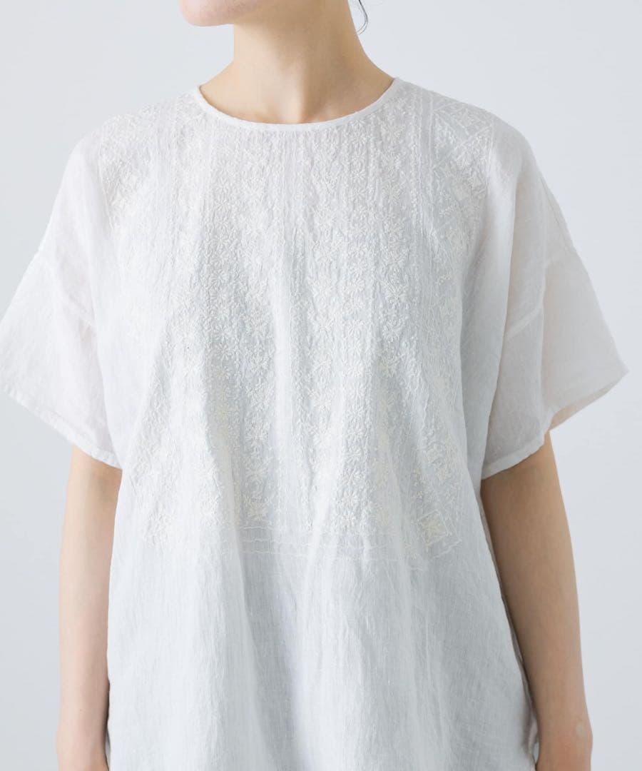 maison de soil 刺繍リネンブラウス