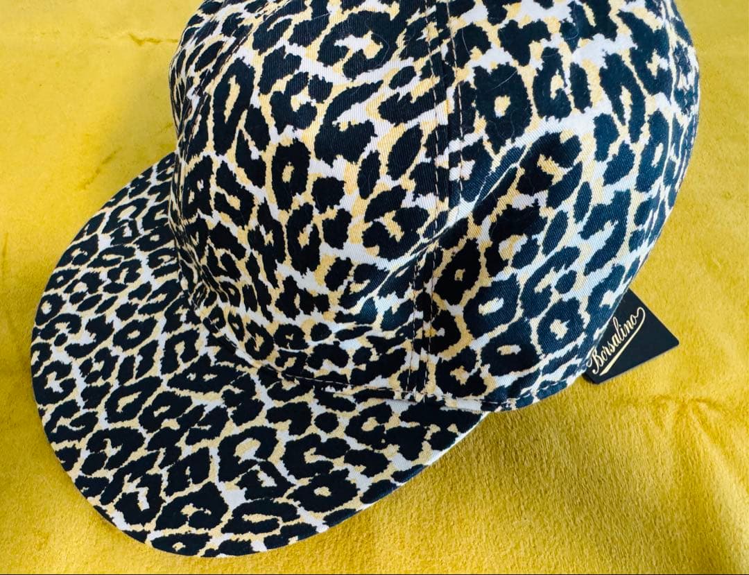 Borsalino ヒョウ柄 帽子　キャップ サイズ58 イエロー　レオパード