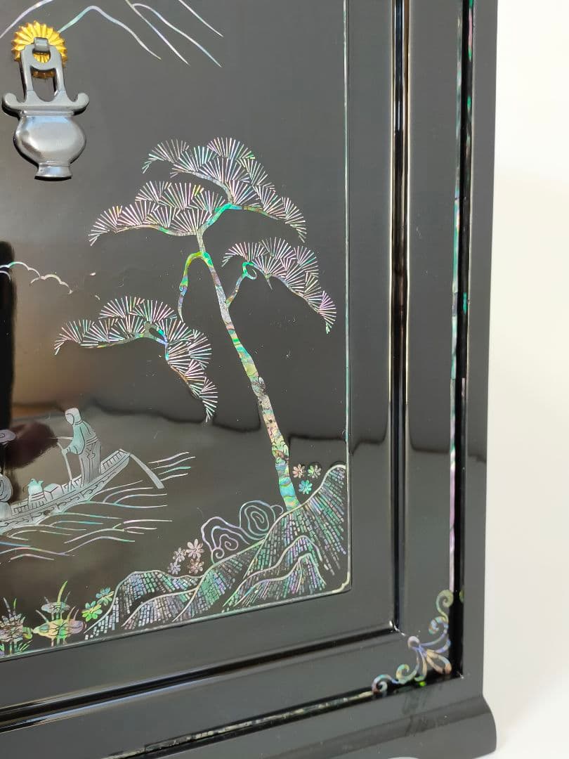 煎茶道具 器局（ききょく） 茶道具入 本塗螺鈿四方箱　JAPAN　漆