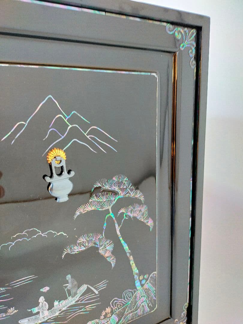 煎茶道具 器局（ききょく） 茶道具入 本塗螺鈿四方箱　JAPAN　漆