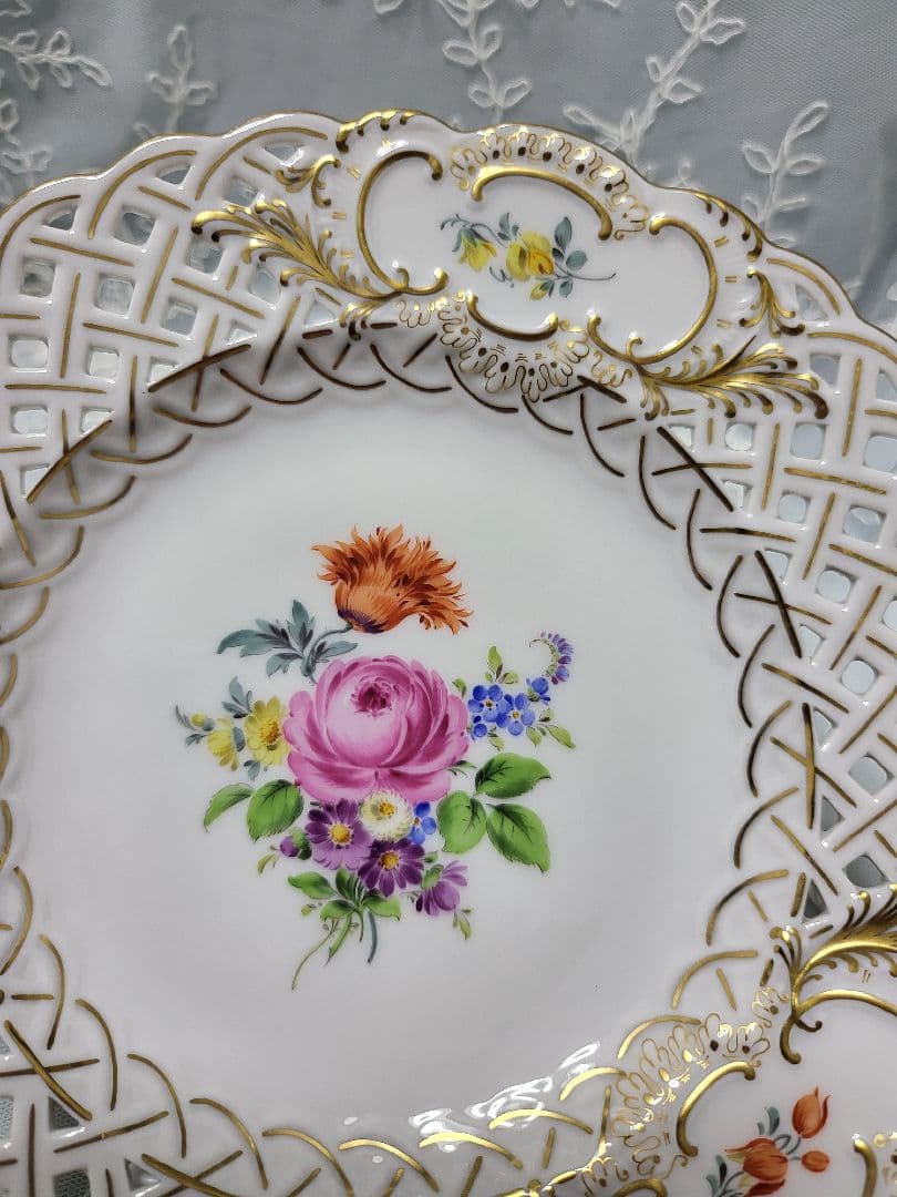 未使用✨希少✨マイセン ベーシックフラワー 五つの花 透かし プレート 皿 5つ