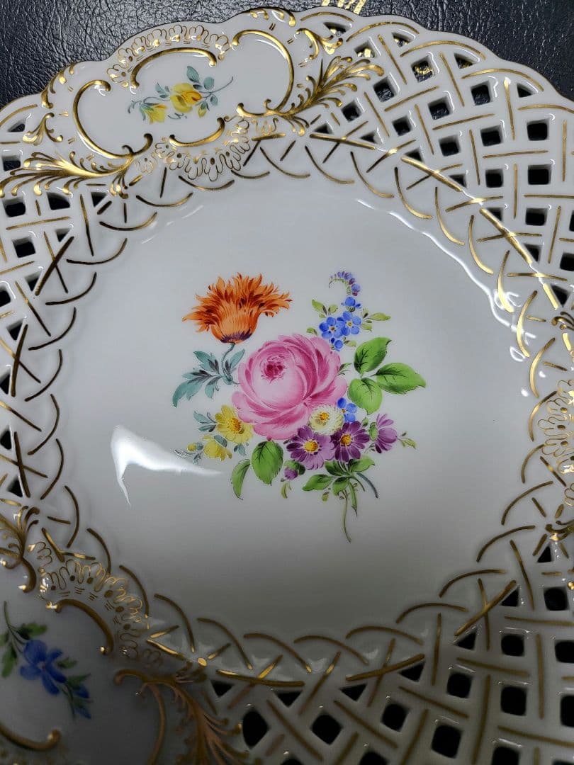 未使用✨希少✨マイセン ベーシックフラワー 五つの花 透かし プレート 皿 5つ