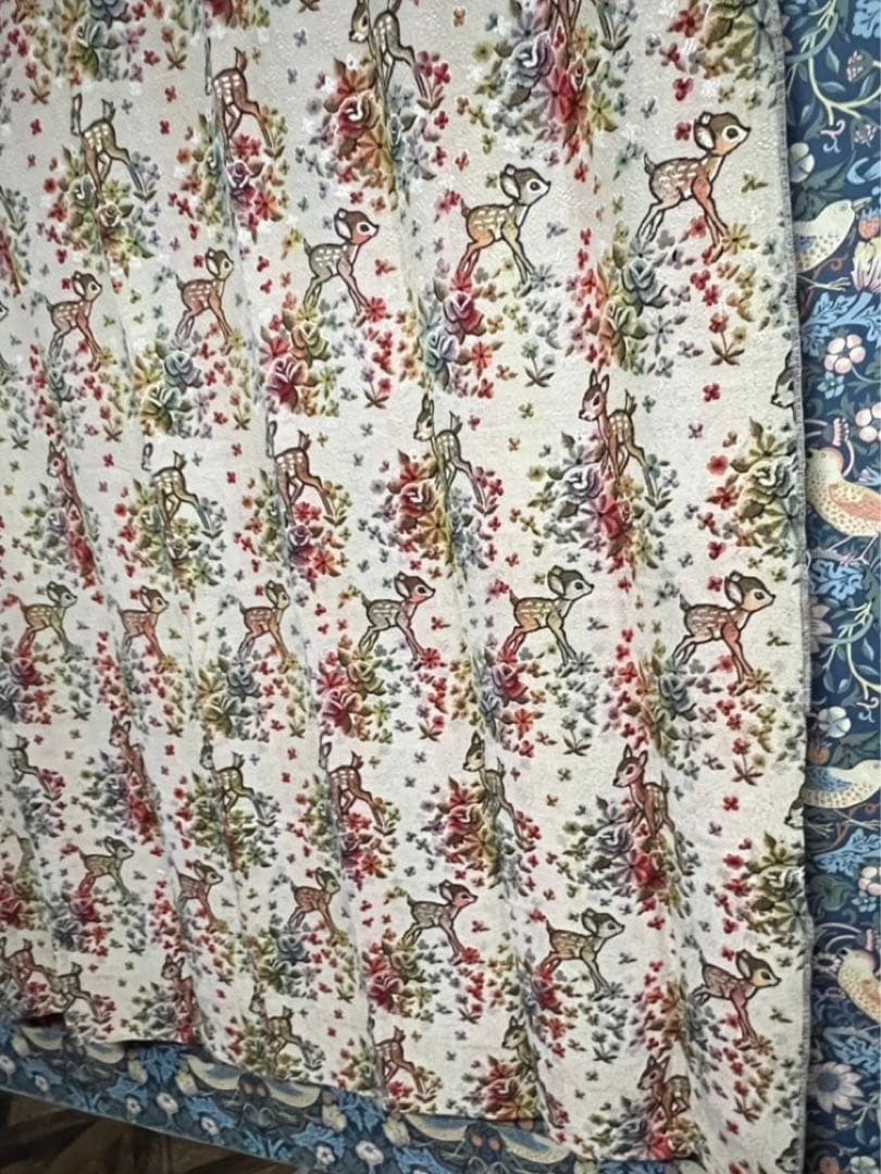 カーテン バンビ 鹿 インテリア 昭和レトロ 当時物 レトロポップ コブラン織