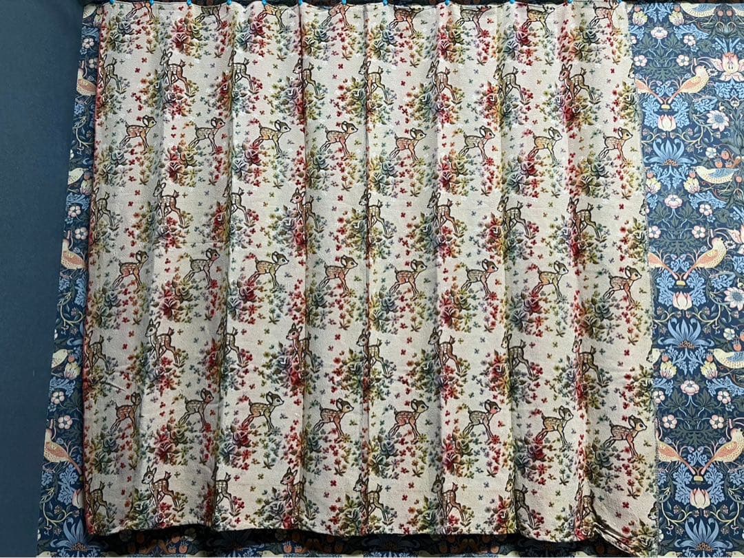 カーテン バンビ 鹿 インテリア 昭和レトロ 当時物 レトロポップ コブラン織