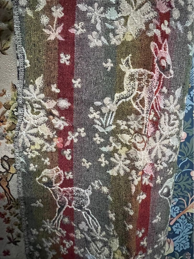 カーテン バンビ 鹿 インテリア 昭和レトロ 当時物 レトロポップ コブラン織