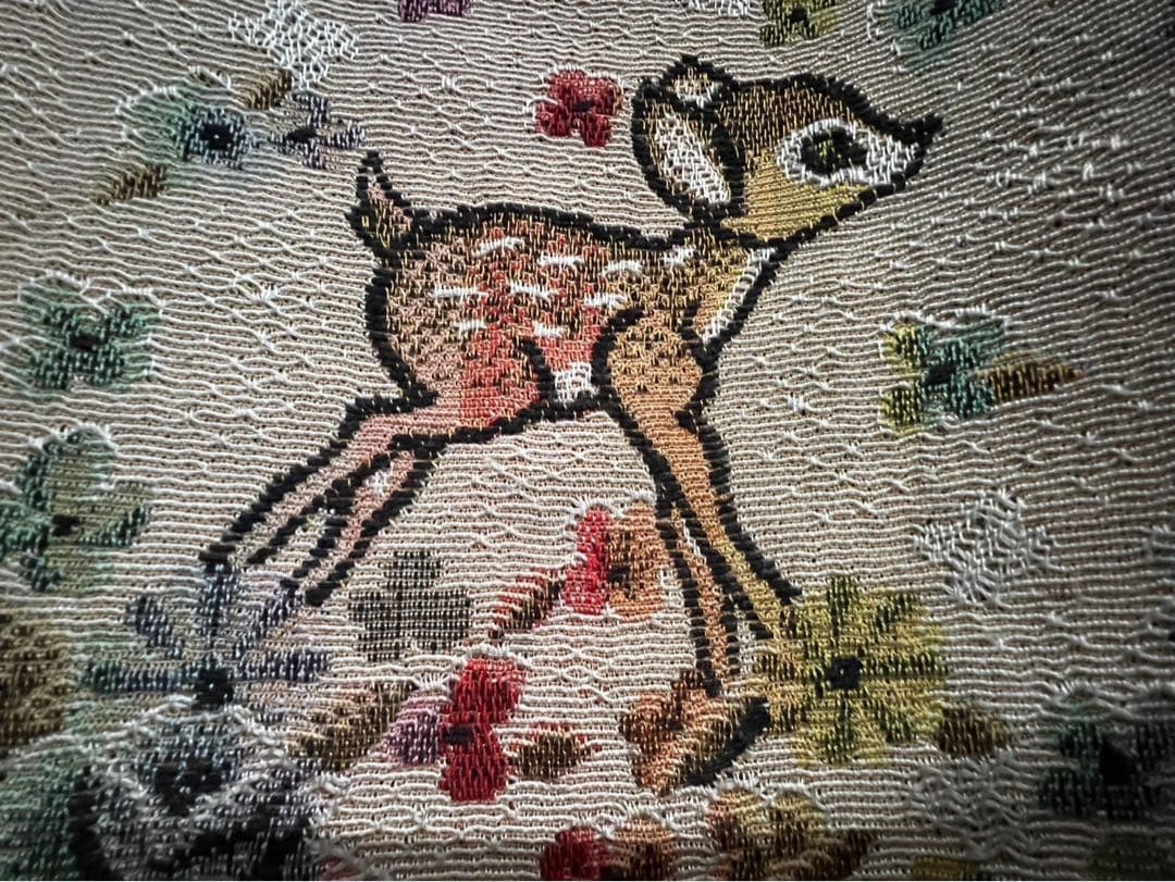 カーテン バンビ 鹿 インテリア 昭和レトロ 当時物 レトロポップ コブラン織