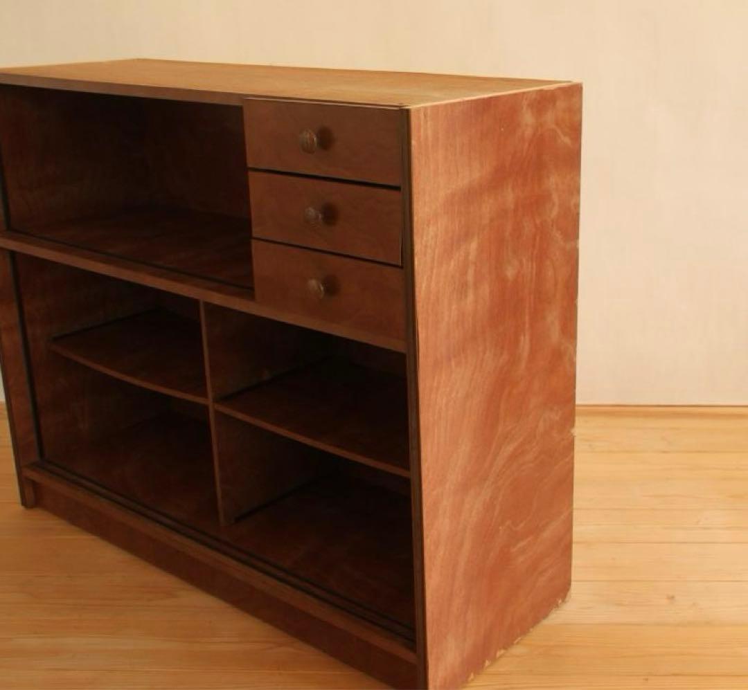 収納棚　本棚　食器棚　棚　木製　古道具　古家具　アンティーク　ビンテージ　レトロ