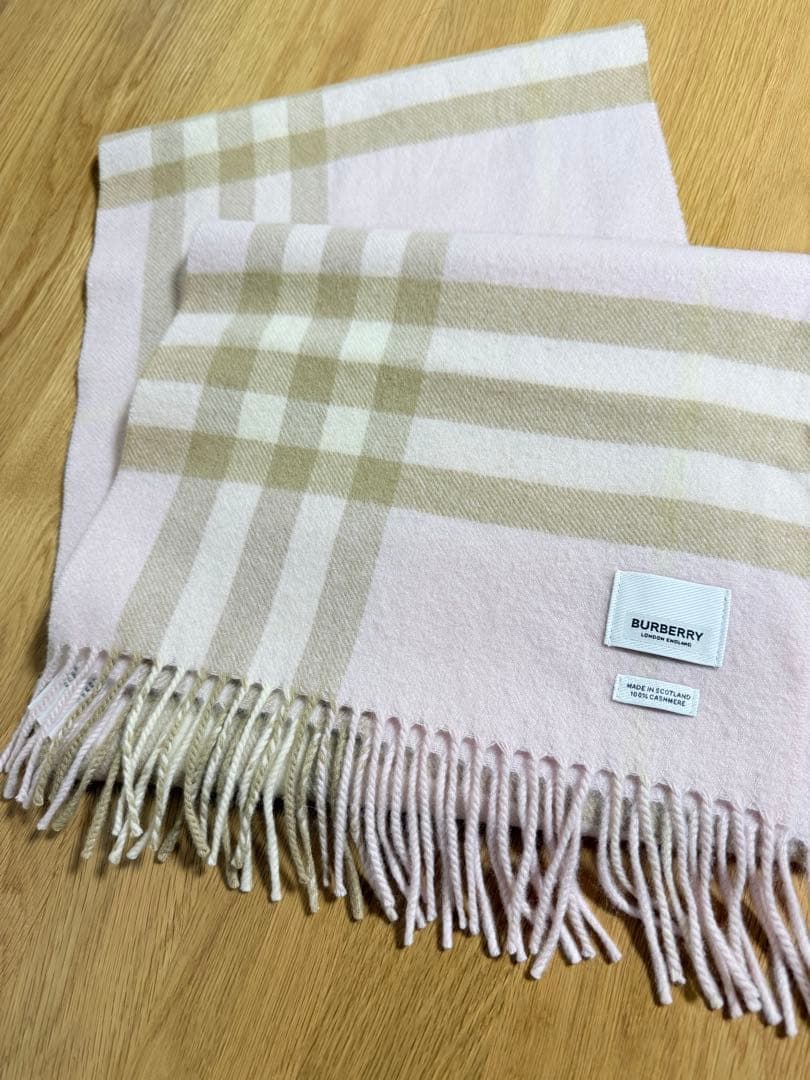 BURBERRYカシミヤ100%マフラー アラバスター　ピンク