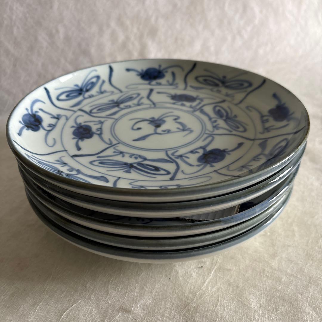 砥部焼　梅山窯　7寸丸皿　5枚