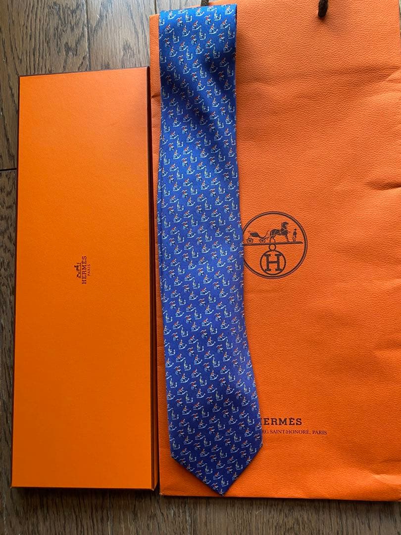 HERMES ネクタイ シルクツイルタイ 8cm 箱付き