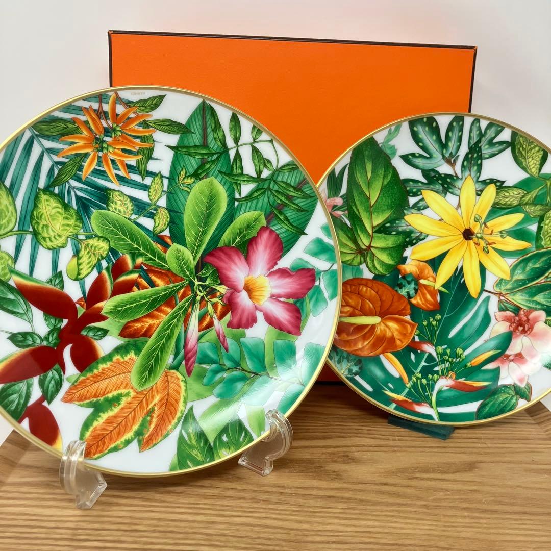 エルメス　パシフォリア　デザートプレート　No.1,2 2枚組　箱付き