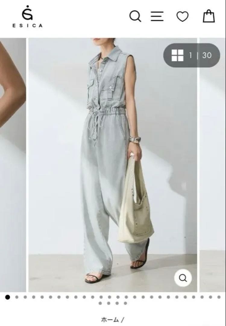 ESICA ポケットデザインデニムオールインワン