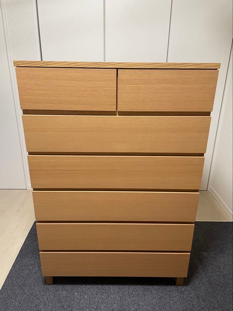 無印良品　オーク材チェスト6段ワイド　廃盤　幅800 mm ①