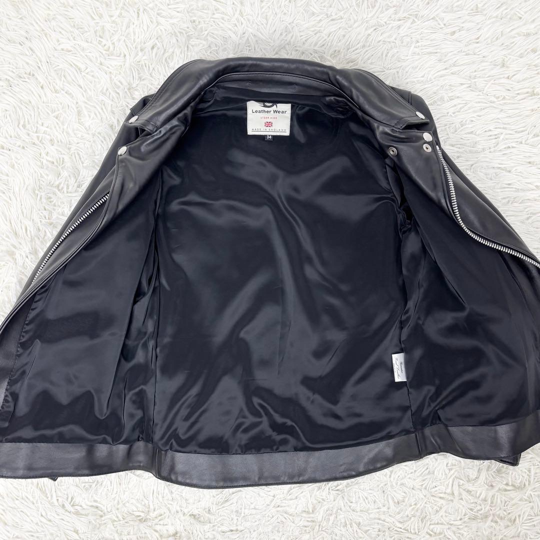 英国製 666 Leather Wear ダブルライダースジャケット 黒 34