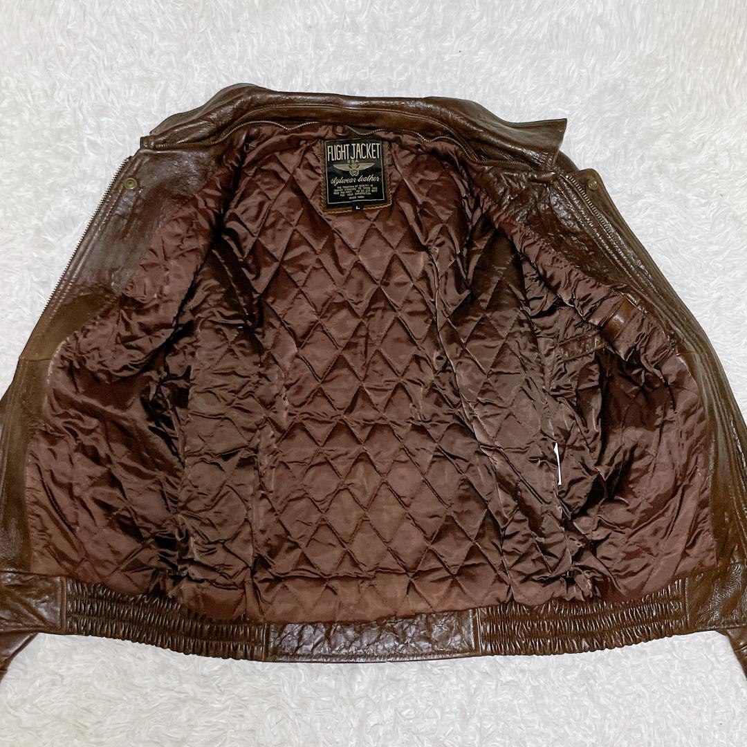 vintage A-2 レザーフライトジャケット 羊革 本革 短丈 ブラウン