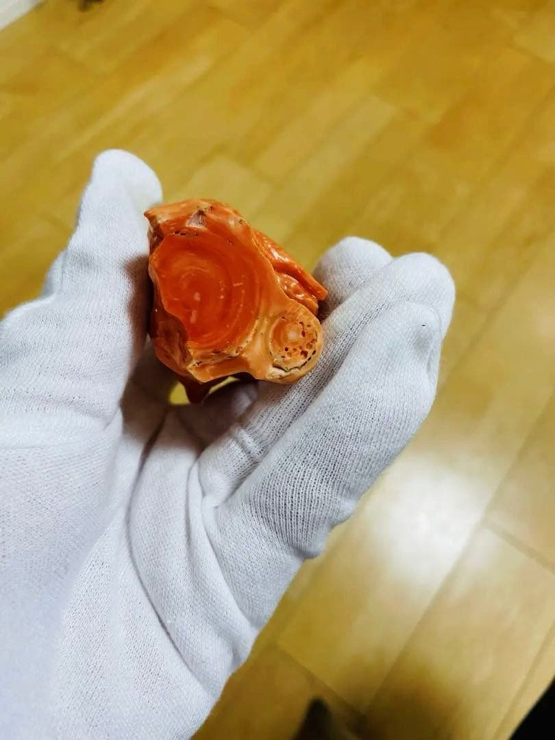 本珊瑚　珊瑚彫刻　置物　赤珊瑚　七福神恵比寿様　宝石珊瑚　重さ100g