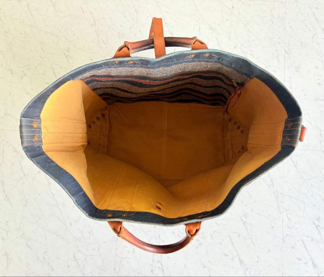 トッシー 希少 美品 RRL デニム レザー トート バッグ
