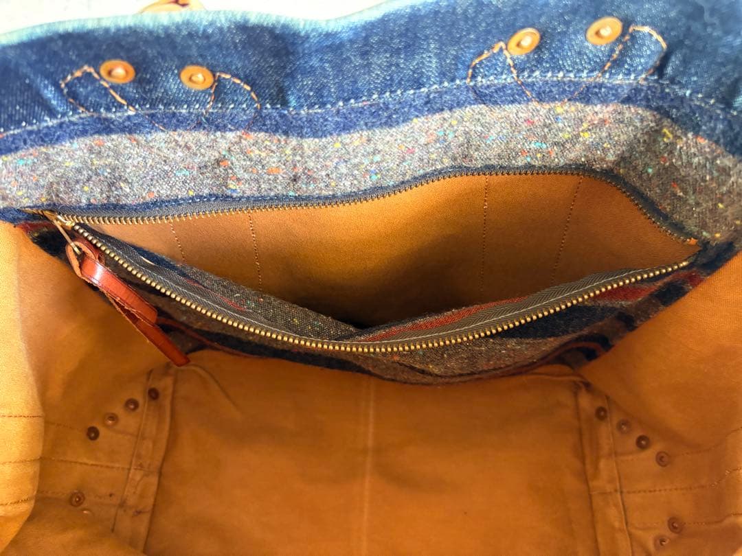 トッシー 希少 美品 RRL デニム レザー トート バッグ