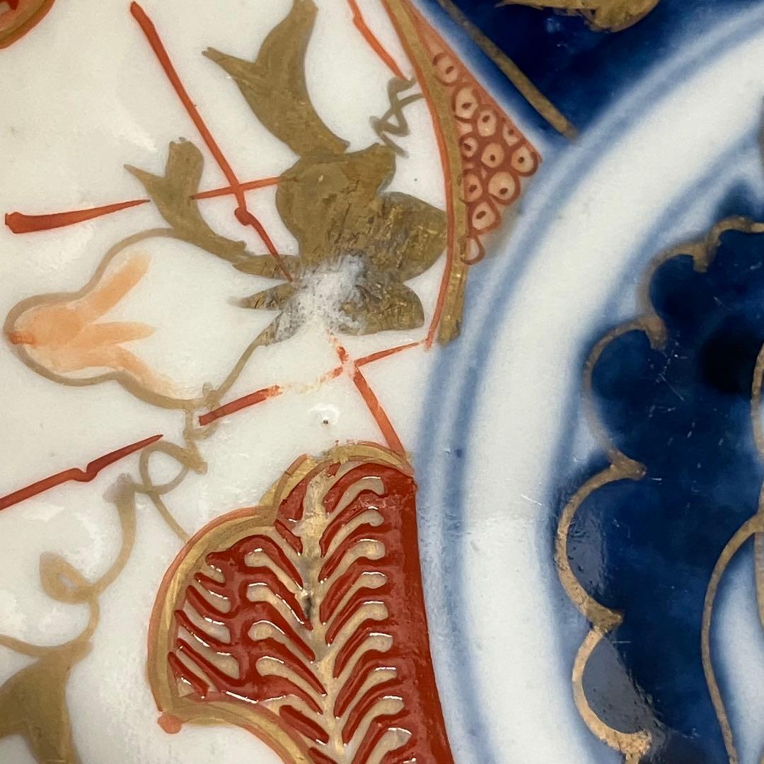 値下げ！明治時代　古伊万里 6寸皿 4枚セット 色絵 中皿 金彩 ベロ藍　蔵出し