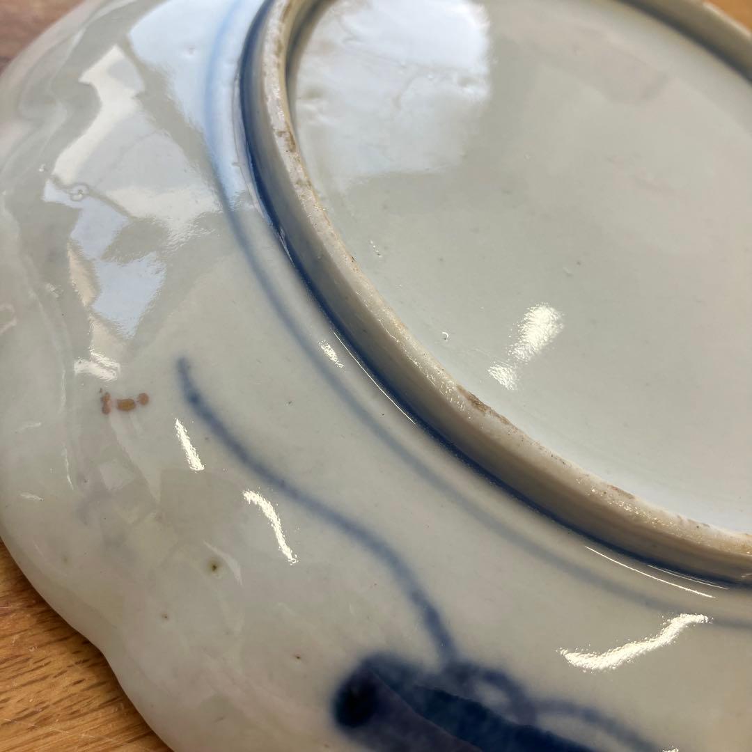 値下げ！明治時代　古伊万里 6寸皿 4枚セット 色絵 中皿 金彩 ベロ藍　蔵出し