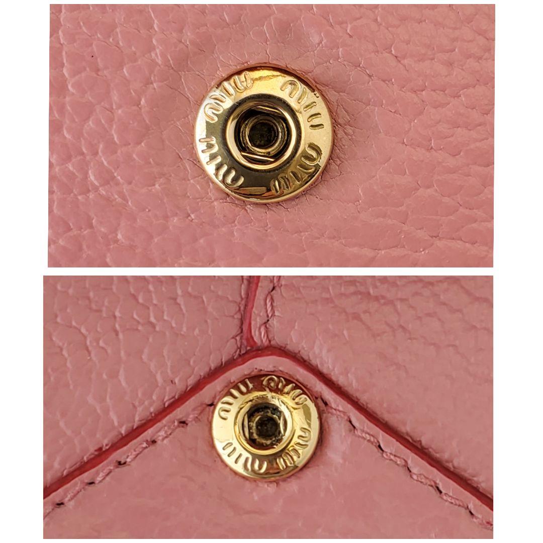miu miu　3つ折り財布　ラブレター　マドラスラブ　ピンク　ミュウミュウ