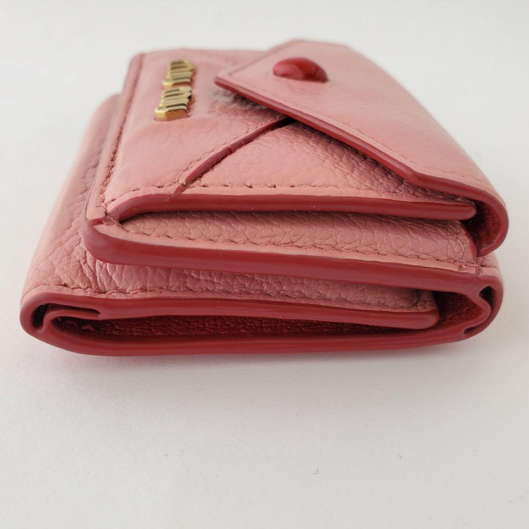 miu miu　3つ折り財布　ラブレター　マドラスラブ　ピンク　ミュウミュウ