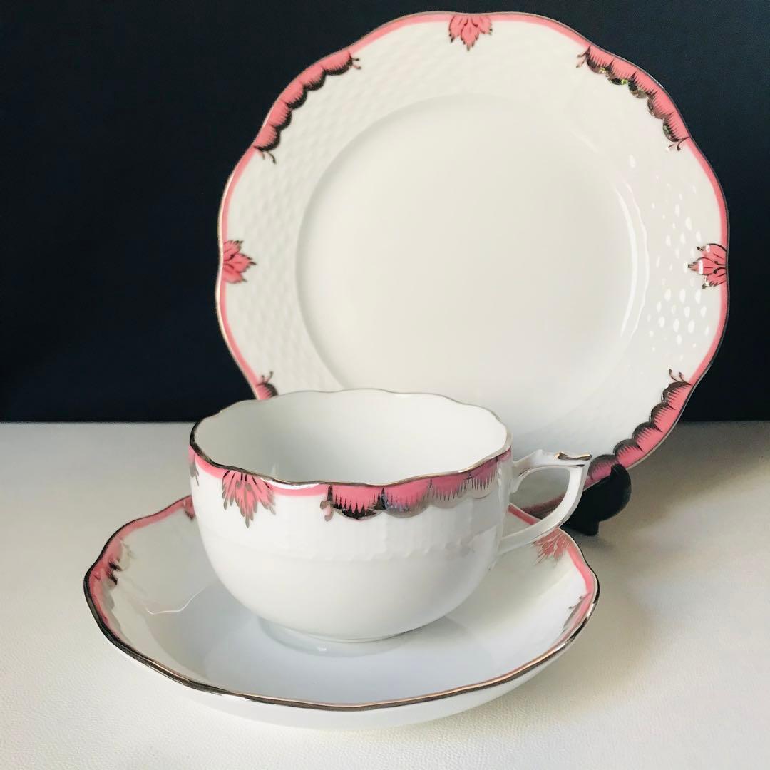 ヘレンド  ヴィクトリアシンプル　ピンクプラチナライン　トリオ　②