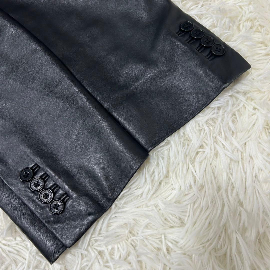 【美品/L】バーバリーブラックレーベル ライダース レザージャケット ラムレザー