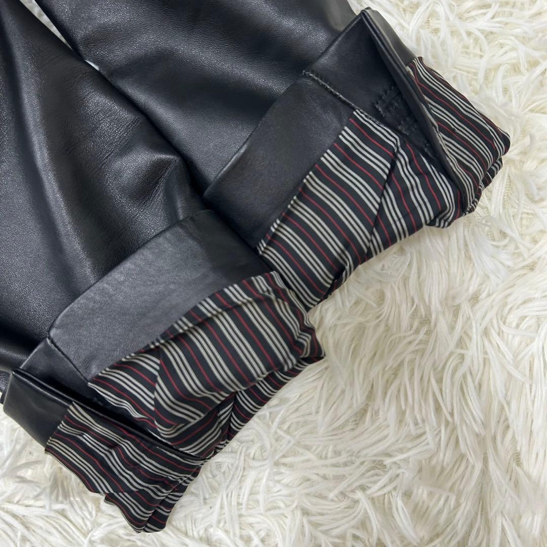 【美品/L】バーバリーブラックレーベル ライダース レザージャケット ラムレザー