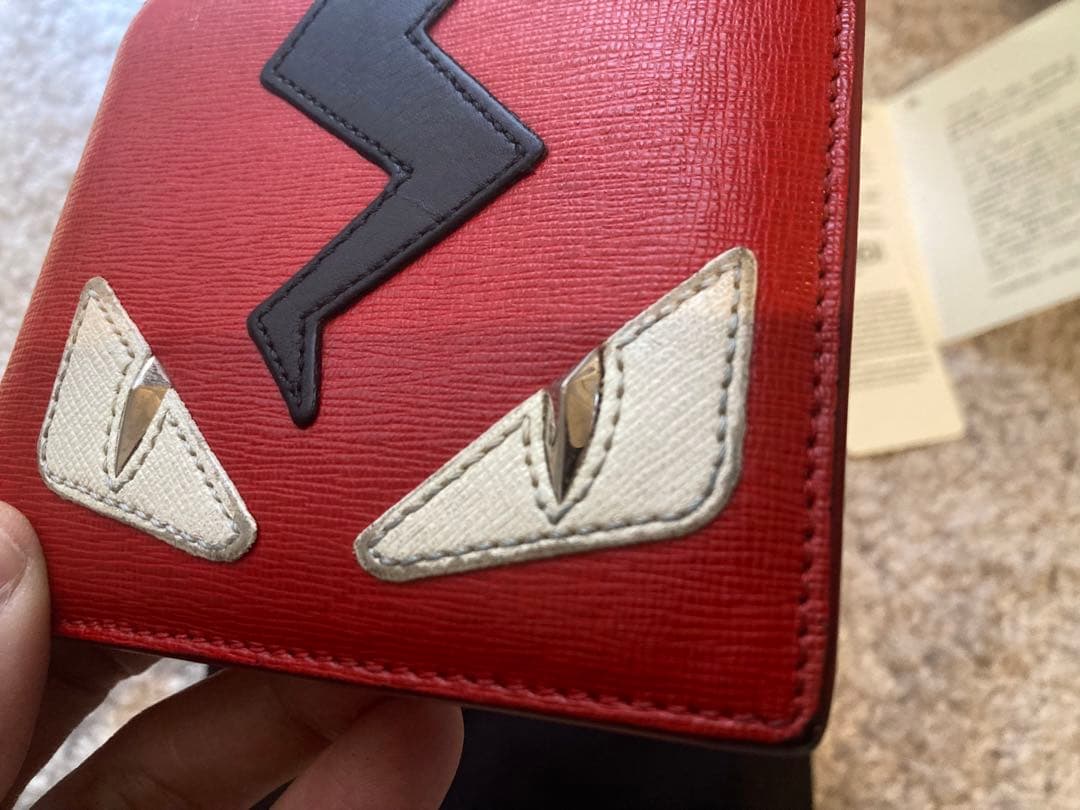 FENDI モンスター 二つ折りカードケース レッド