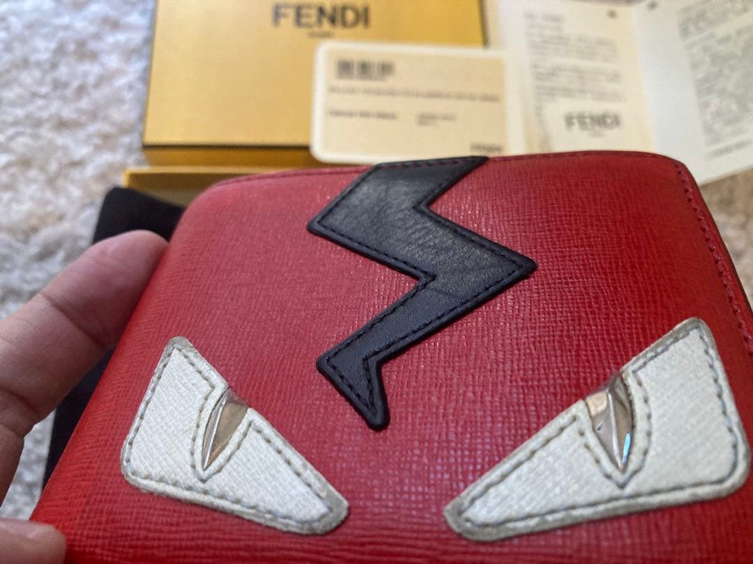 FENDI モンスター 二つ折りカードケース レッド