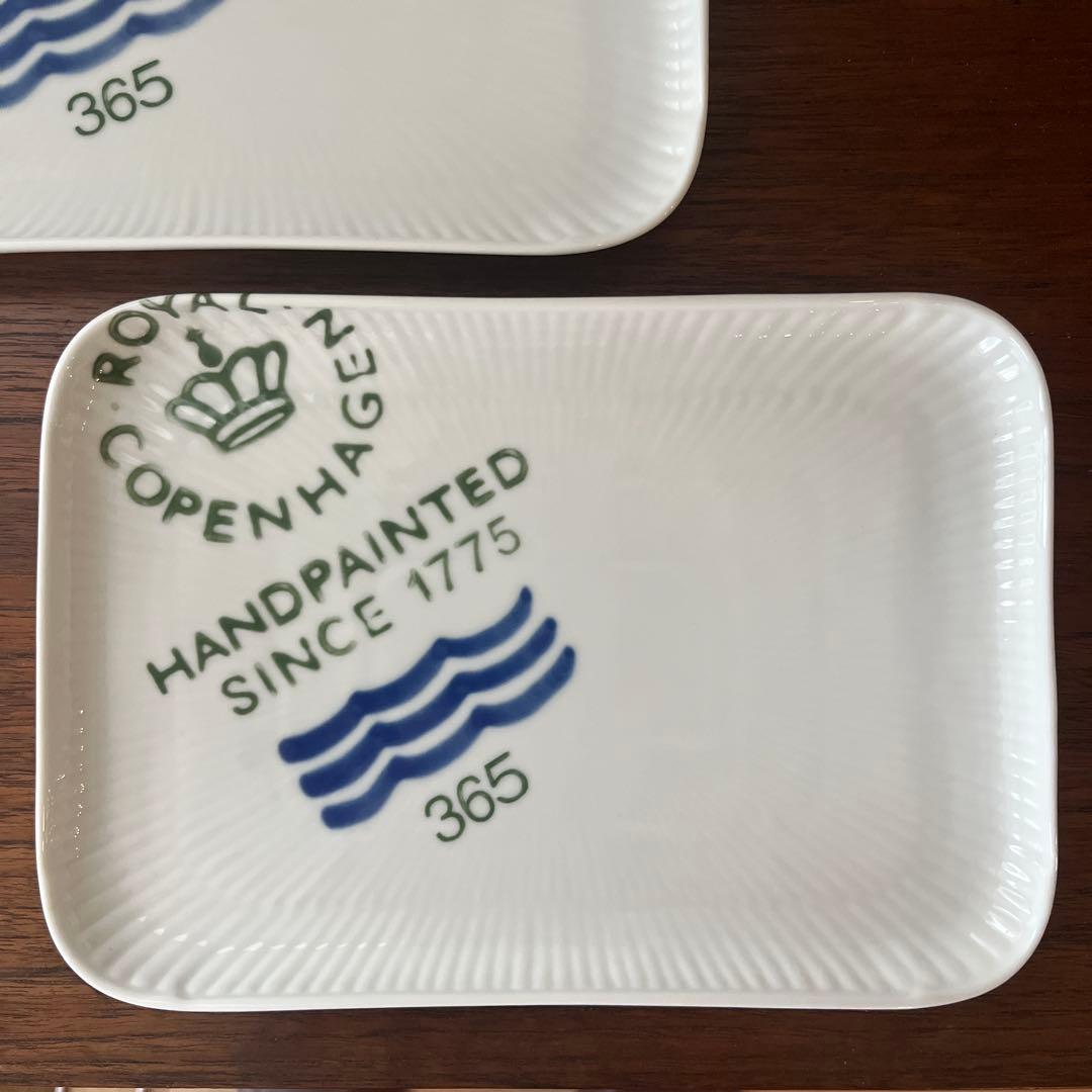 ロイヤルコペンハーゲン　フルーテッドシグネチャー　スクエアプレート2枚セット