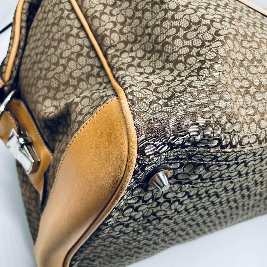 コーチ　シグネチャー　ボストンバッグ F77013 ベージュ系　大型