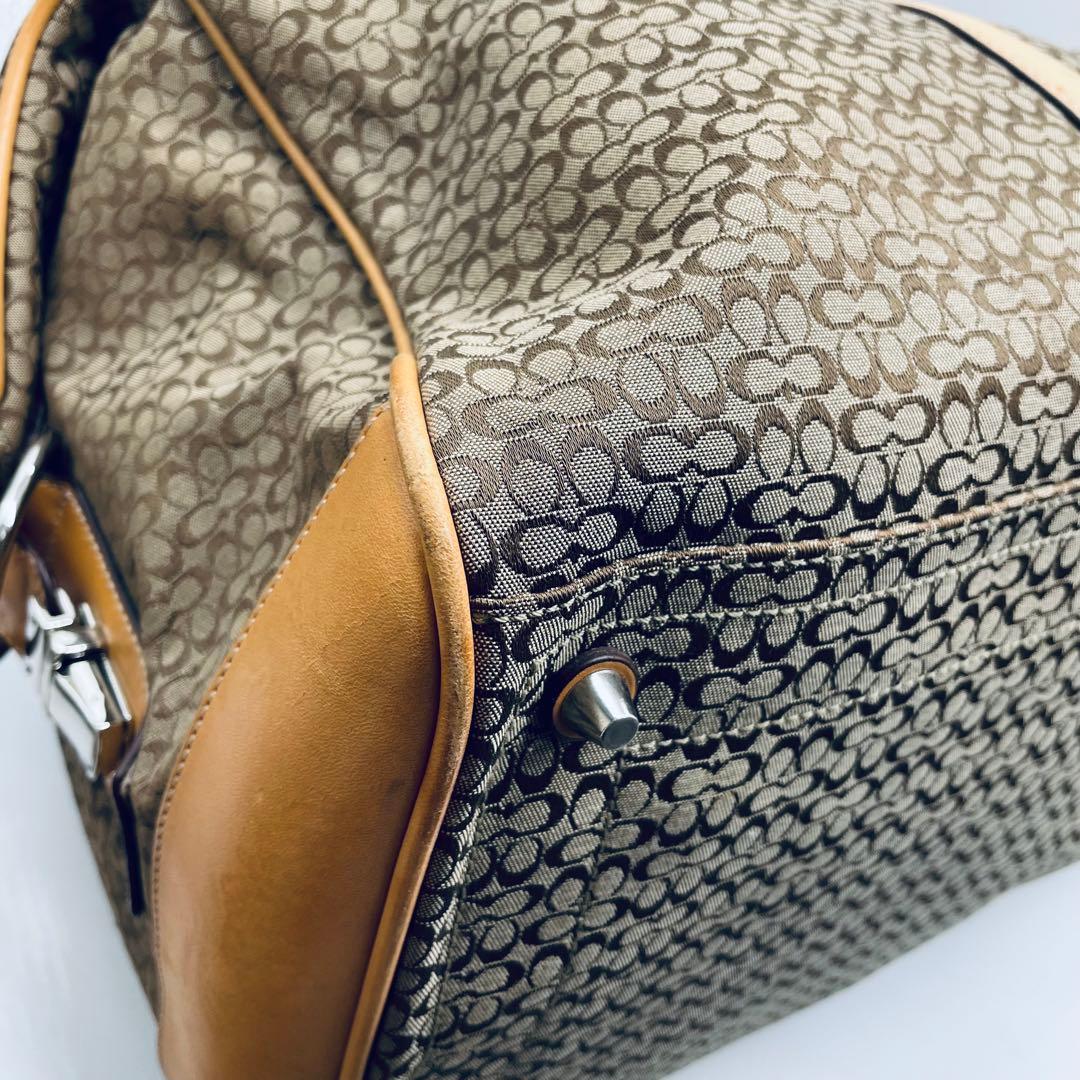 コーチ　シグネチャー　ボストンバッグ F77013 ベージュ系　大型