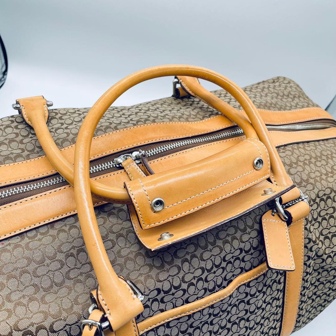 コーチ　シグネチャー　ボストンバッグ F77013 ベージュ系　大型