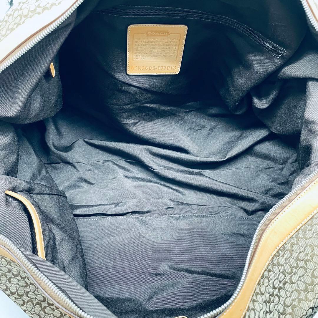 コーチ　シグネチャー　ボストンバッグ F77013 ベージュ系　大型