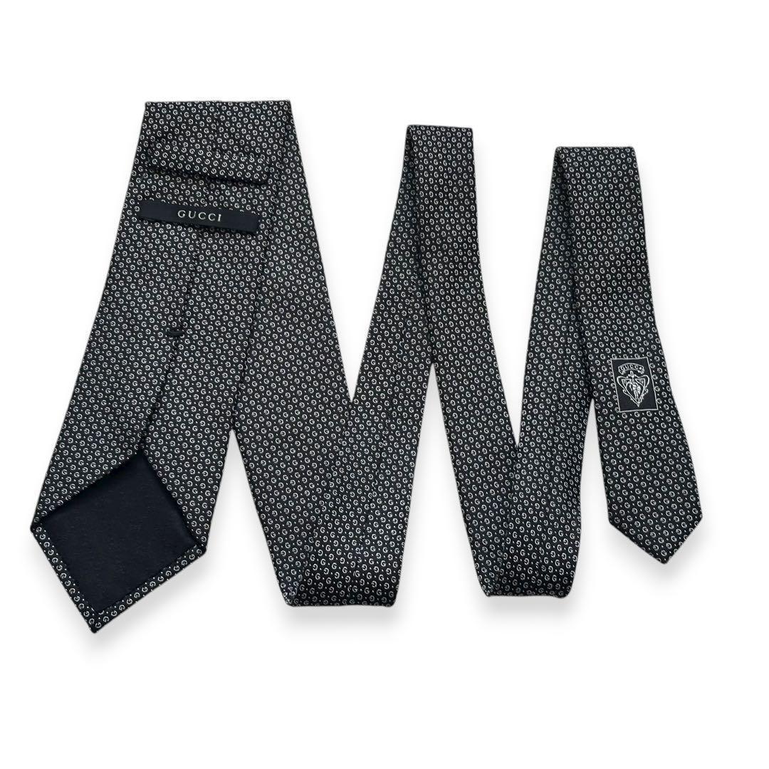 美品✨GUCCI ネクタイ　グッチ　GG柄　ブラック　高級　黒　【B】