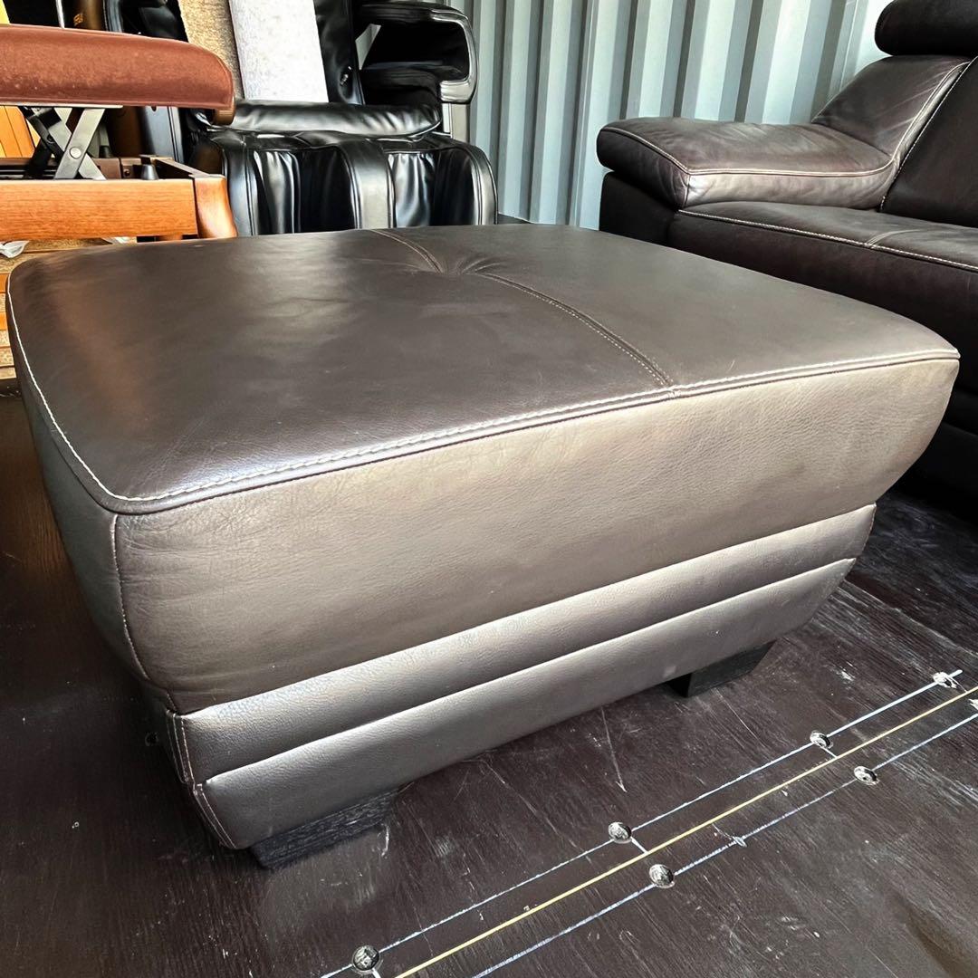 取付無料！カリモク家具 ZU53 本革リダークブラウンソファ・オットマン✨