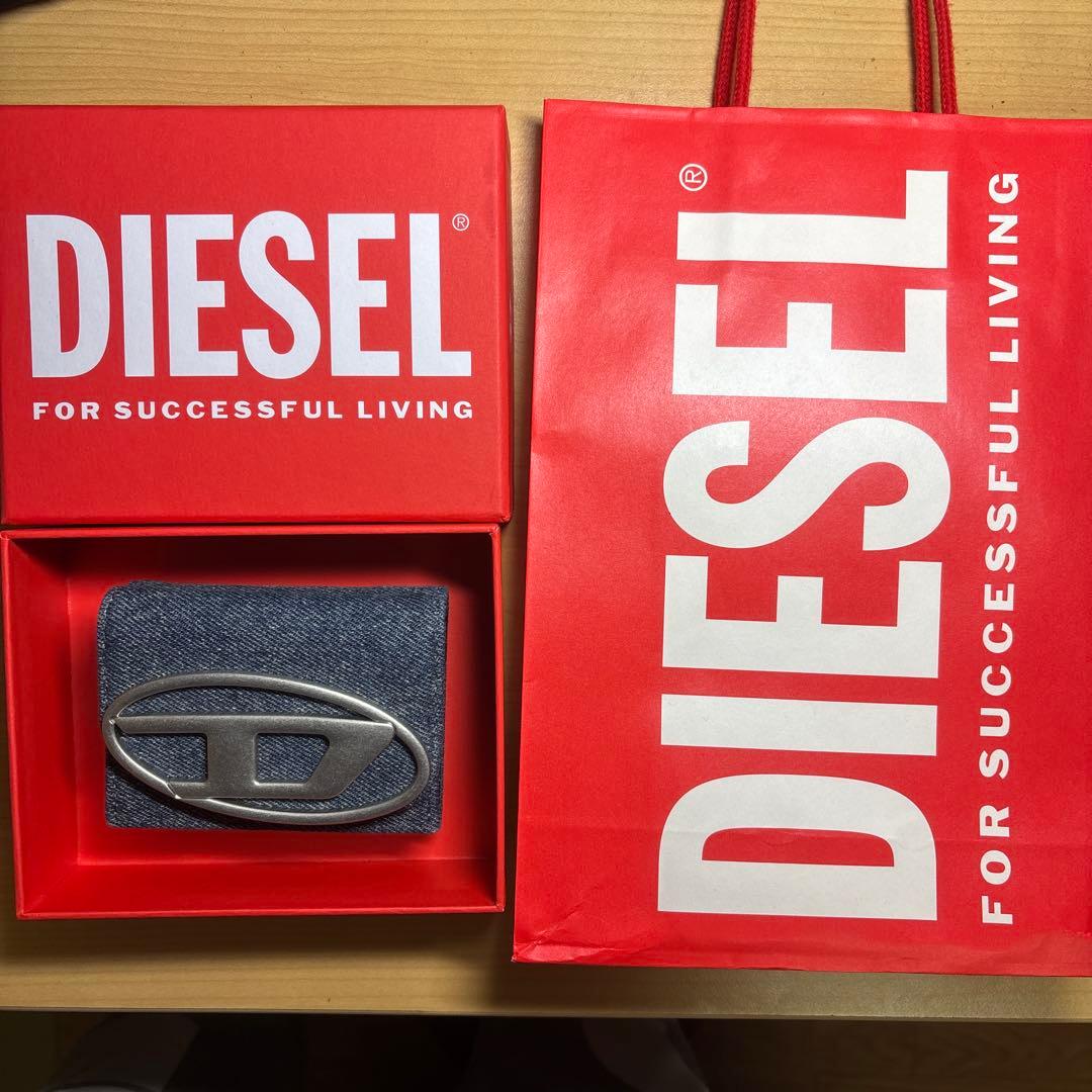 デニム三つ折り財布 シルバー