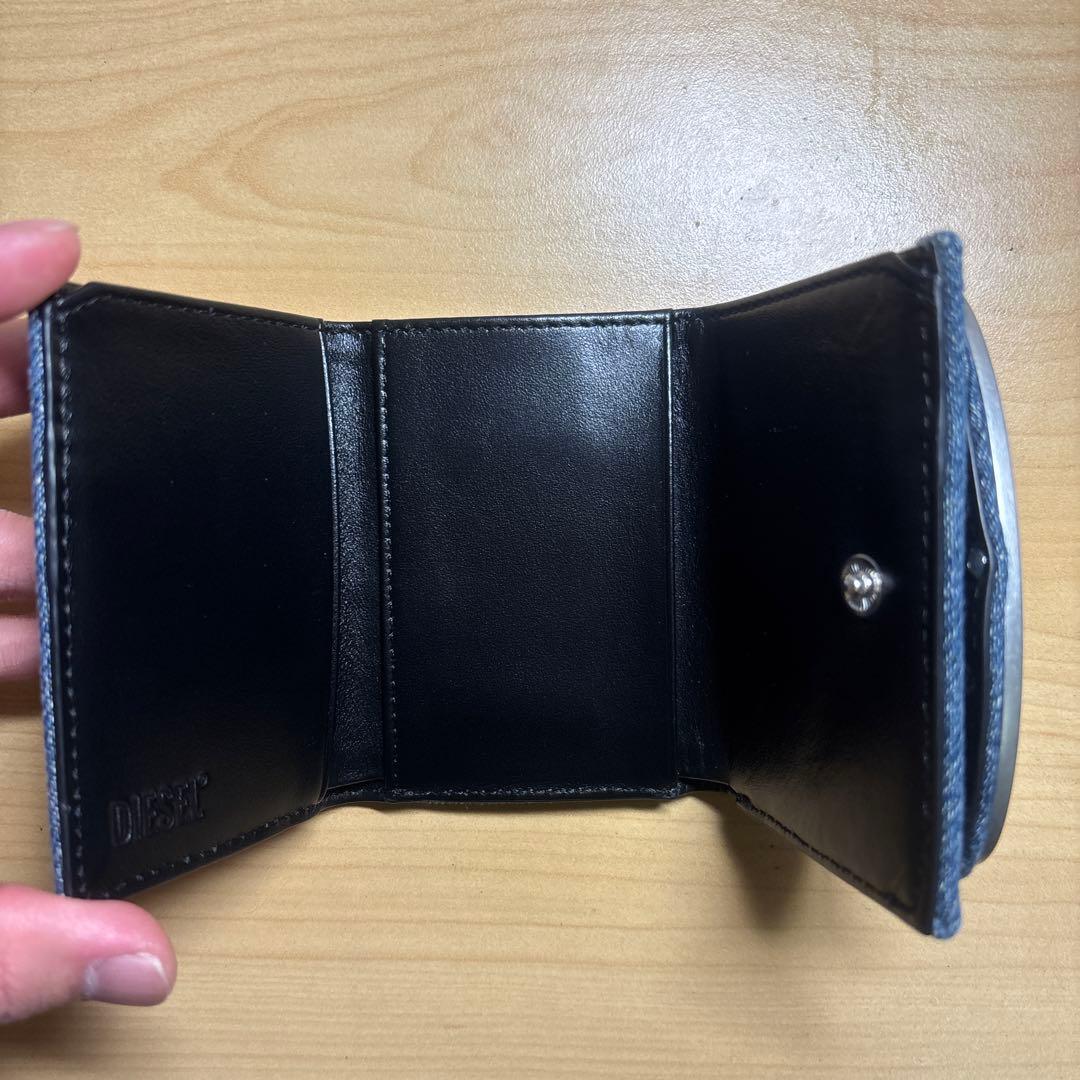 デニム三つ折り財布 シルバー