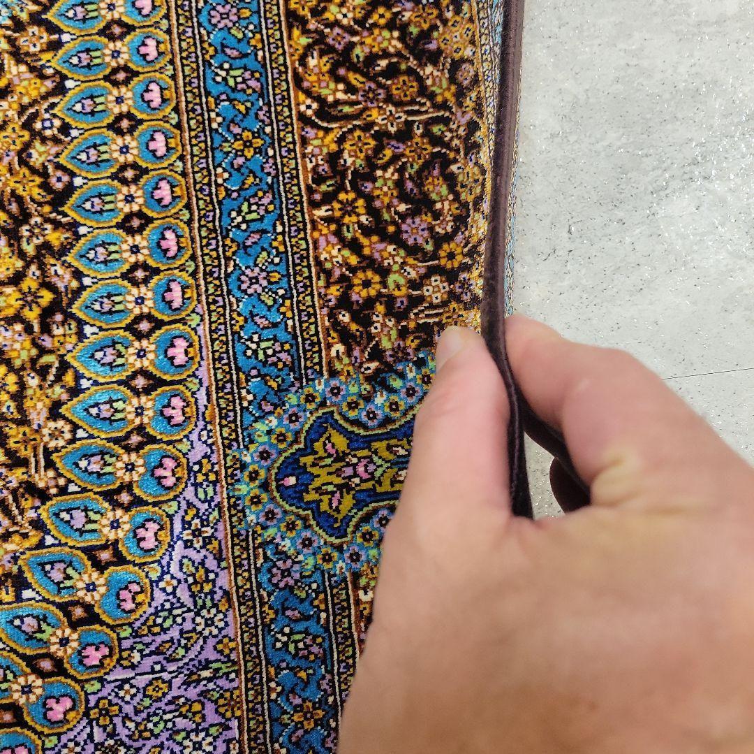 116X79cm ペルシャ手織りクム産シルク絨毯(664)ラグ・マット・素敵