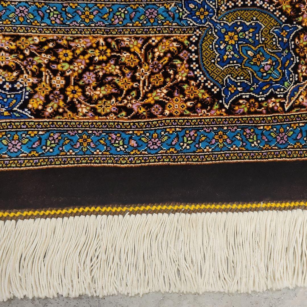 116X79cm ペルシャ手織りクム産シルク絨毯(664)ラグ・マット・素敵