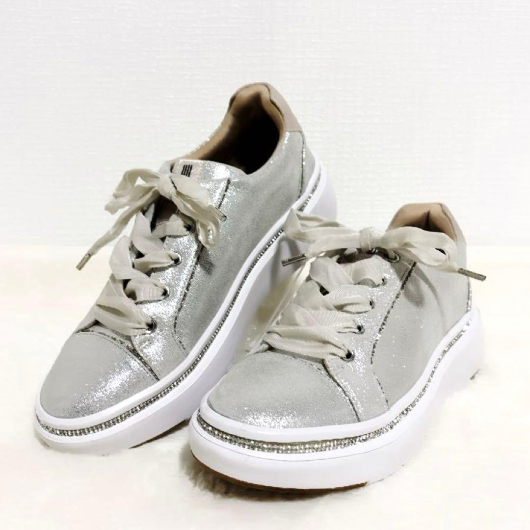 【美品】LANVIN ランバン　スニーカー　シルバー　グリッター　ラメ　22.5
