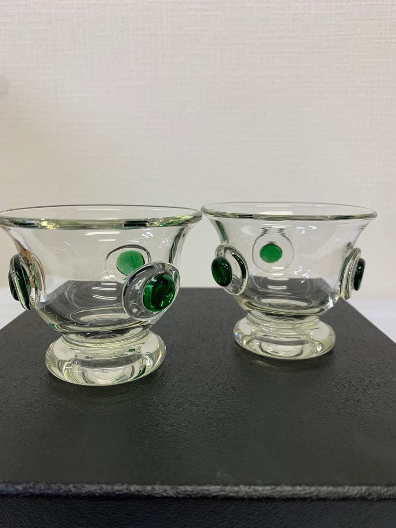 舩木　倭帆（ふなき　しずほ）　プラントグラス　グリーン　サイン入　ペアセット