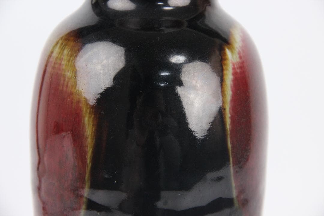 中国美術 清代 官窯 窯変紅釉 郎窯紅　花瓶 中国　時代物　欠けあり ED5-8