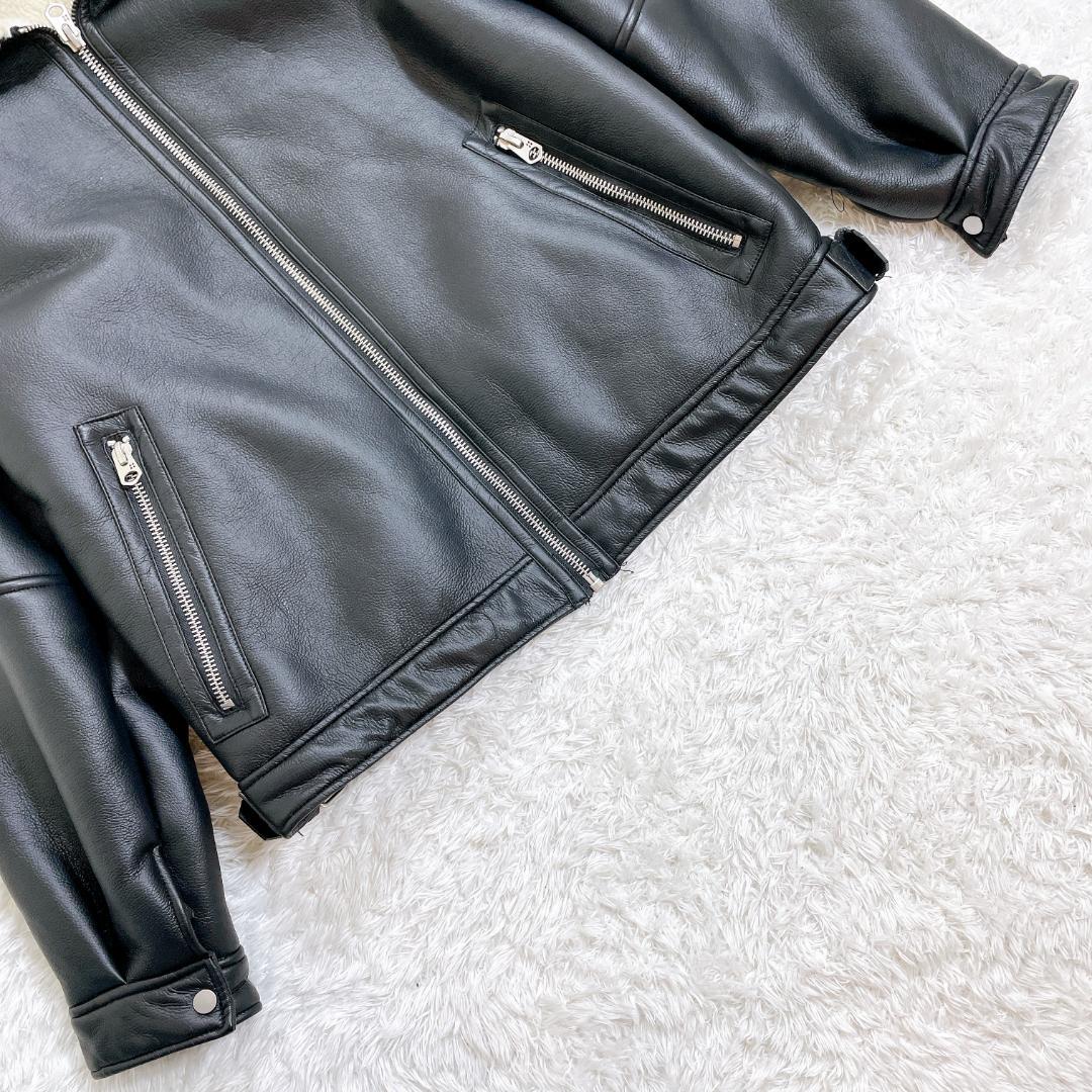 【美品】 ZARA 裏ボア フェイクレザー フライトジャケット B-3