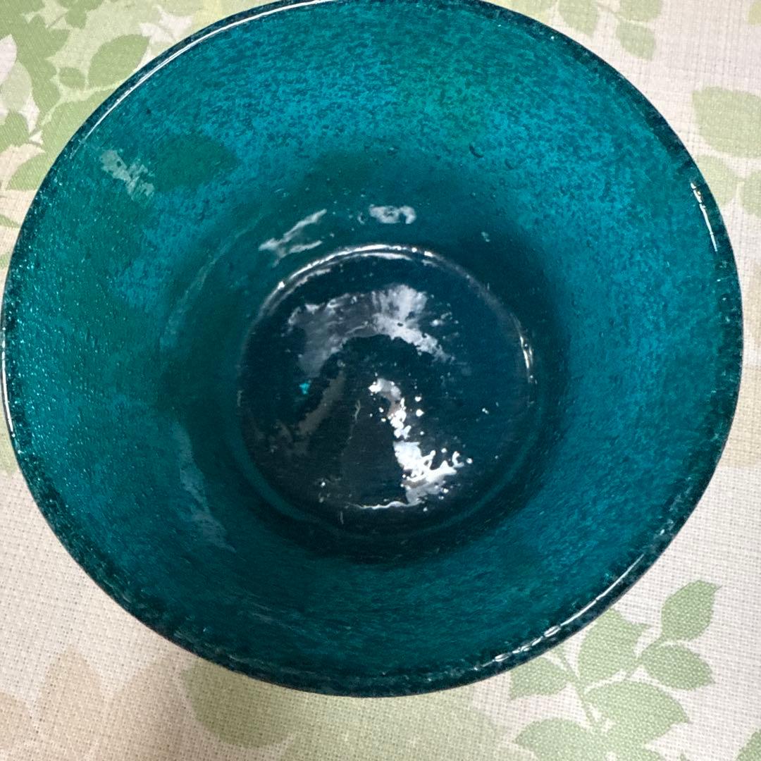 吹きガラス美しい鉢2個と一枚の皿