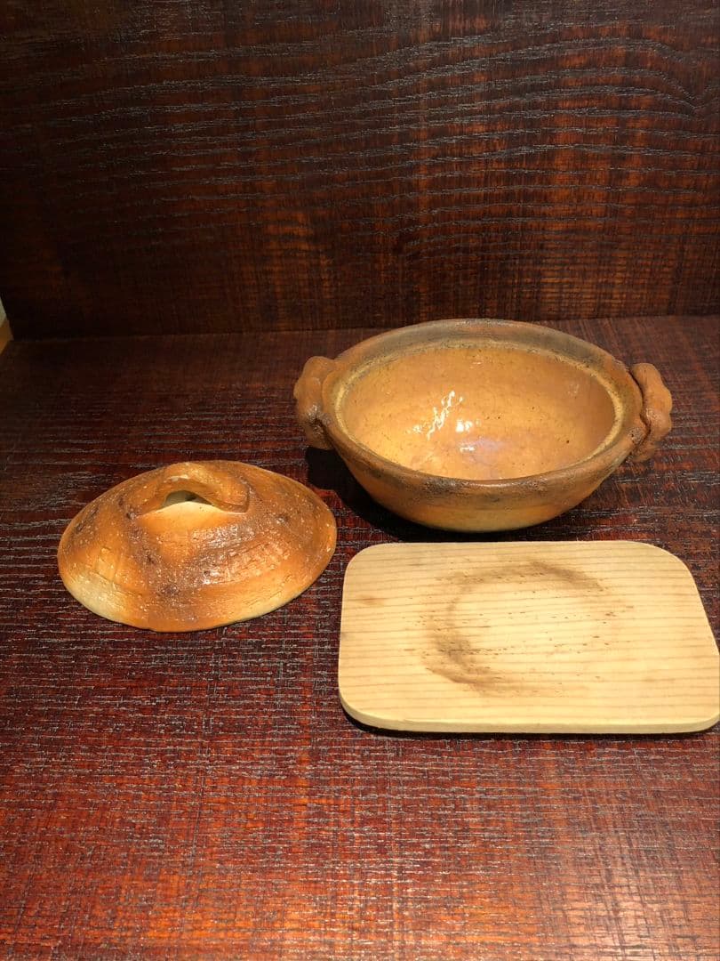 備前　火襷　目玉焼き器