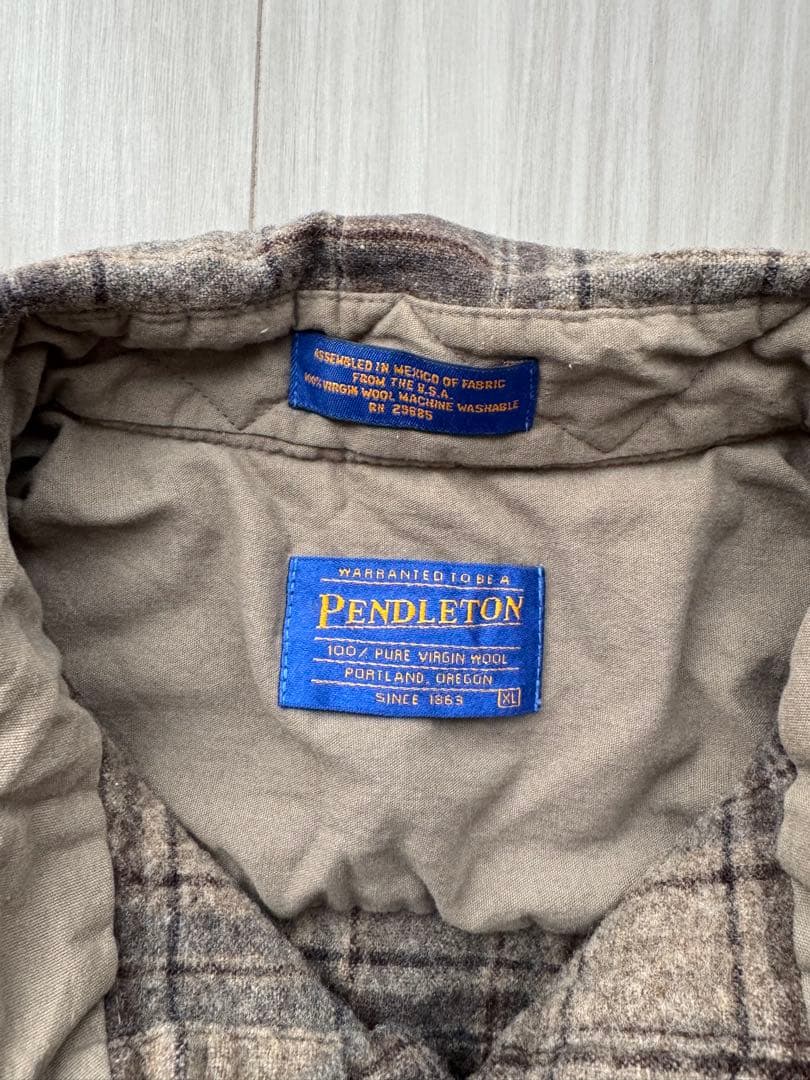 PENDLETON ペンドルトン チェック柄 ウールシャツ エルボーパッチ XL